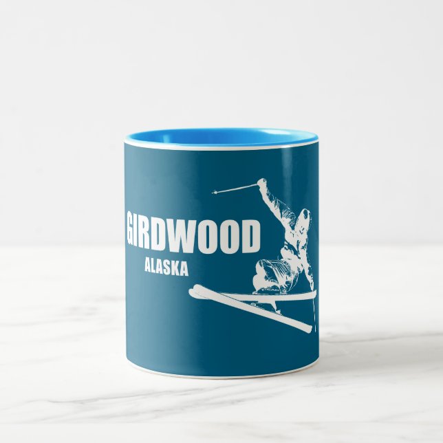 Caneca De Café Em Dois Tons Esquiador de Girdwood Alasca (Centro)