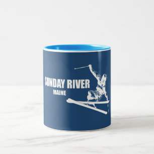 Caneca De Café Em Dois Tons Esquiador do Sunday River Maine