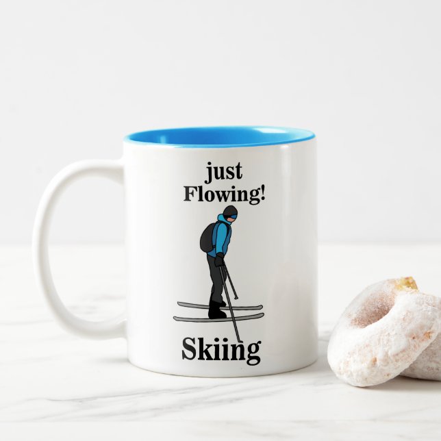Caneca De Café Em Dois Tons Esquiador Fluindo Apenas (Com Donut)