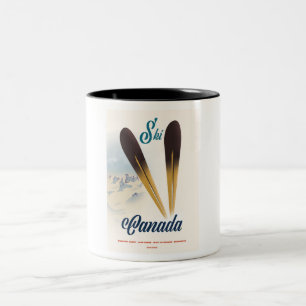 Caneca De Café Em Dois Tons Esquiar Canadá