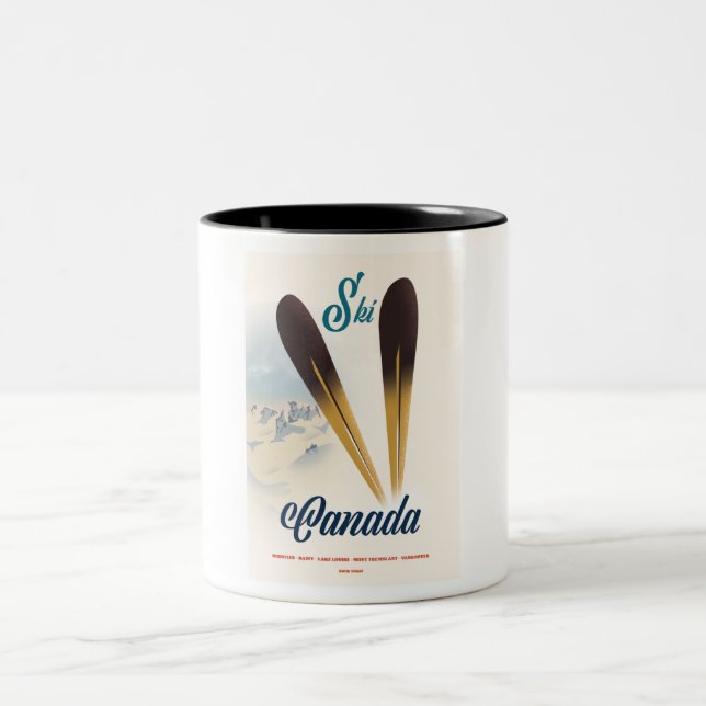 Caneca De Café Em Dois Tons Esquiar Canadá (Centro)
