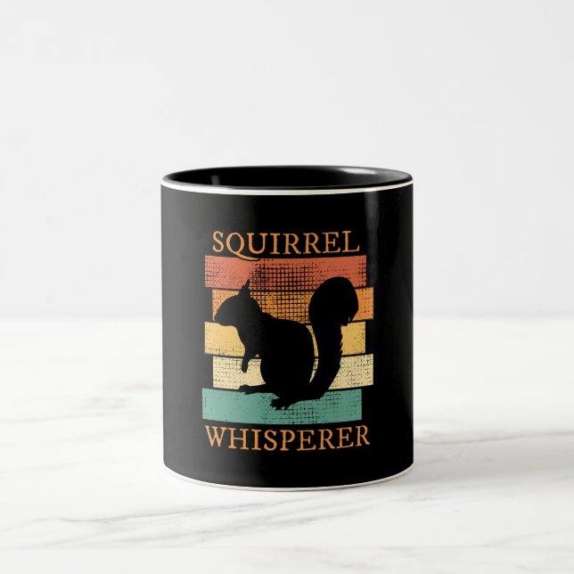 Caneca De Café Em Dois Tons Esquilo Animal Floresta Retro (Centro)