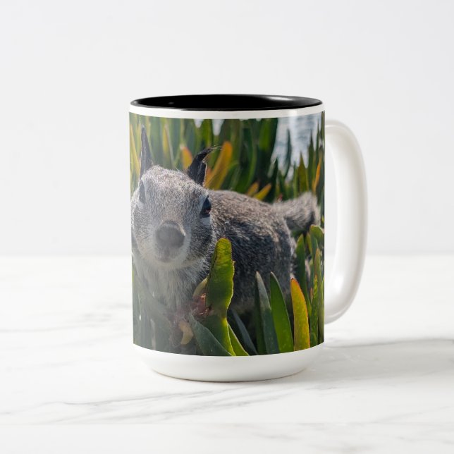 Caneca De Café Em Dois Tons Esquilo do chão da Califórnia (Frente Esquerda)