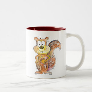 Caneca De Café Em Dois Tons Esquilo Marrom Branco Bonito