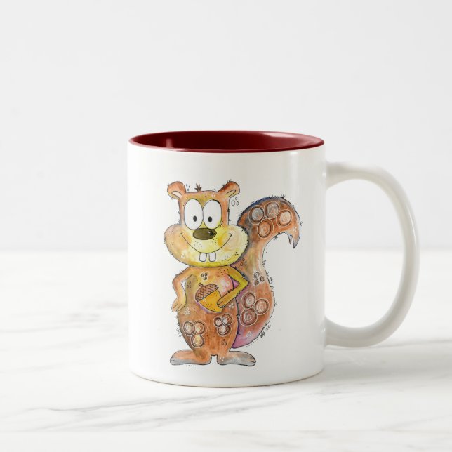 Caneca De Café Em Dois Tons Esquilo Marrom Branco Bonito (Direita)