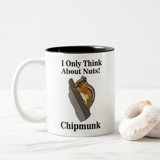 Caneca De Café Em Dois Tons  Esquilo Roedor Engraçado (Com Donut)