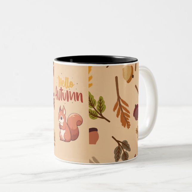 Caneca De Café Em Dois Tons Esquilos Alô Autumm (Frente Esquerda)