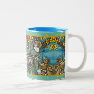 Caneca De Café Em Dois Tons esquilos & CORUJA AÇÃO DE GRAÇAS, TARTA DE BOLOTA