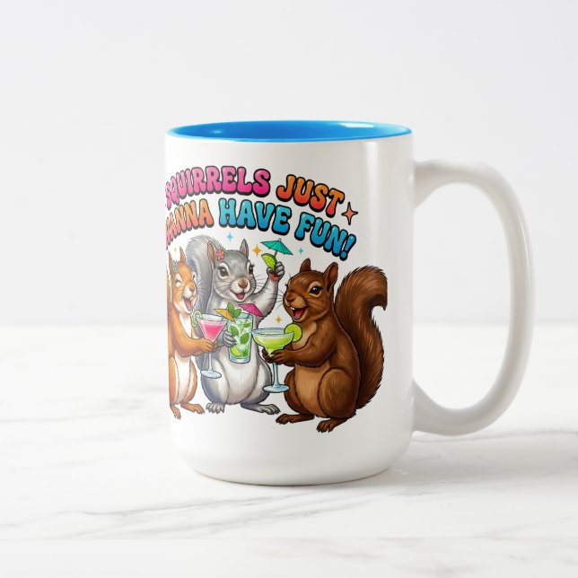 Caneca De Café Em Dois Tons Esquilos Querem se Divertir! (Direita)