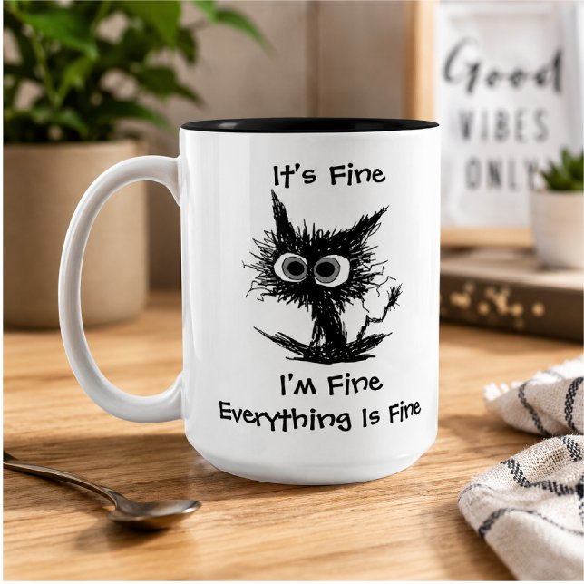Caneca De Café Em Dois Tons Está bem, estou bem, tudo bem (Criador carregado)