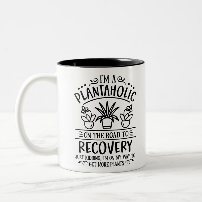 Caneca De Café Em Dois Tons Esta citação de jardinagem Plantaholic (Esquerda)