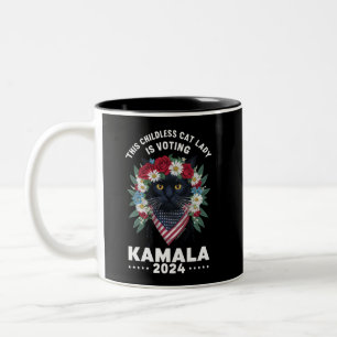 Caneca De Café Em Dois Tons Esta Senhora Gata Sem Filhos Está Votando Kamala