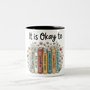 Caneca De Café Em Dois Tons Está Tudo Bem Conscientização sobre Saúde Mental