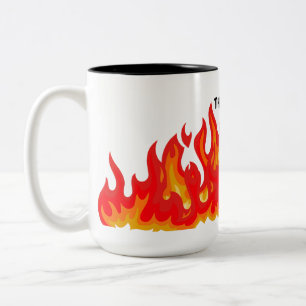 Caneca De Café Em Dois Tons "Está tudo bem" (preto + fogo e chamas)