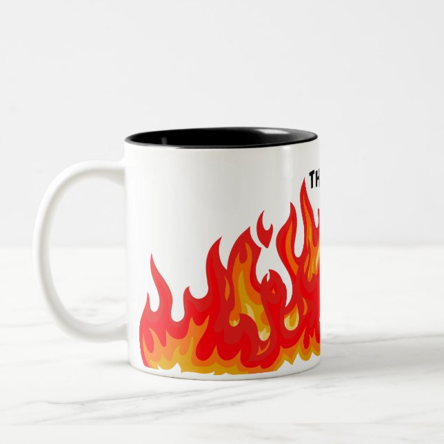 Caneca De Café Em Dois Tons "Está tudo bem" (preto + fogo e chamas) (Esquerda)