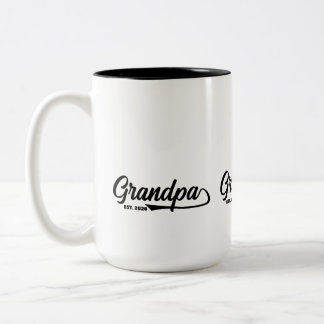Caneca De Café Em Dois Tons Estabelecido Novo Avô Ano Tipografia