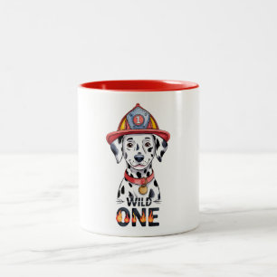 Caneca De Café Em Dois Tons Estação de Fogo Cão Selvagem Dalmaciano