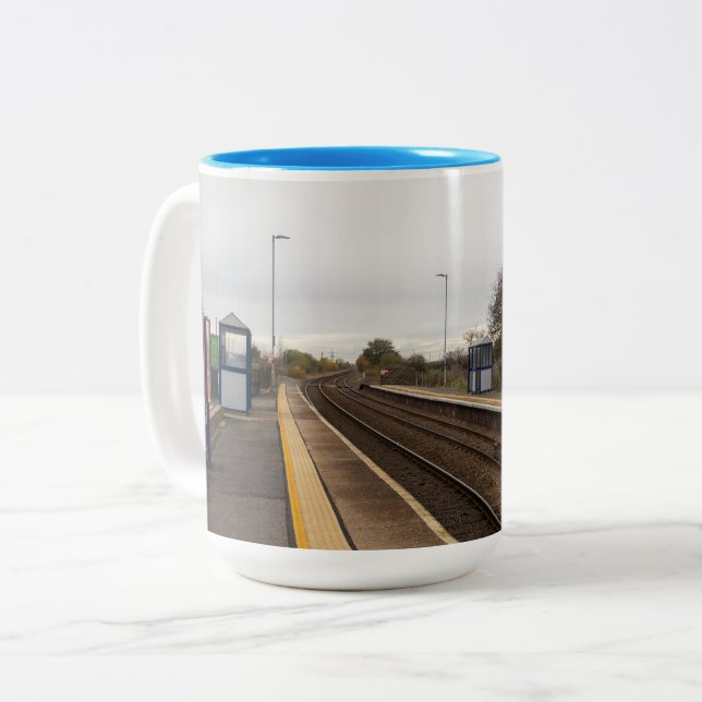 Caneca De Café Em Dois Tons Estação Ferroviária de Whitley Bridge (Frente Esquerda)