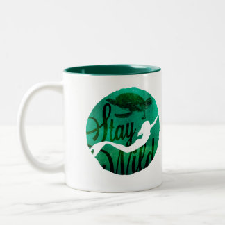 Caneca De Café Em Dois Tons "Estada selvagem" com sereia e tartaruga de mar