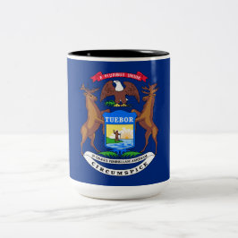 Caneca De Café Em Dois Tons Estado da bandeira de Michigan