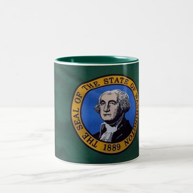 Caneca De Café Em Dois Tons Estado de bandeira Washington Mug (Centro)