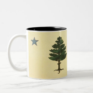 Caneca De Café Em Dois Tons Estado original do Maine Pine Tree Flag Mug