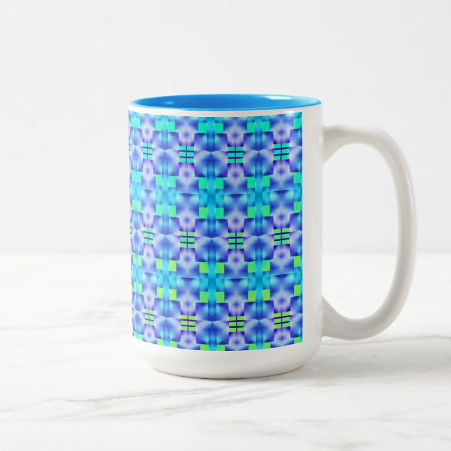 Caneca De Café Em Dois Tons Estampado de pró-azuis chamativo e verde claro (Direita)