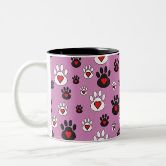Caneca De Café Em Dois Tons Estampas com corações vermelhos a rosa