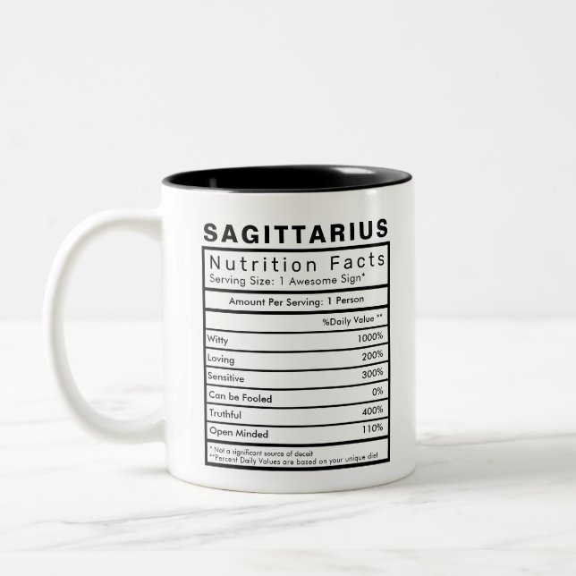 Caneca De Café Em Dois Tons Estatísticas de Fatos Nutricionais de Sinais Estre (Esquerda)