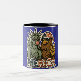 Caneca De Café Em Dois Tons Estátua da Liberdade e Águia