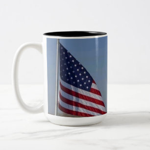 Caneca De Café Em Dois Tons Estátua da Liberdade e Bandeira Americana Patrióti