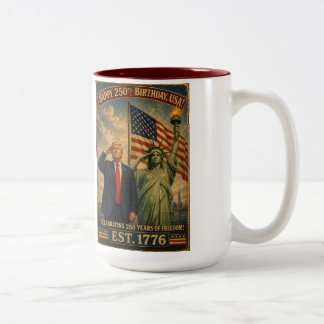 Caneca De Café Em Dois Tons Estátua de Trump da Liberdade Celebração EUA 250 A