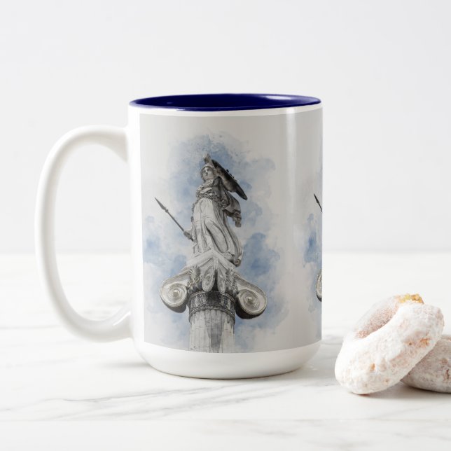 Caneca De Café Em Dois Tons Estátua Grega Clássica Athena Coffee Mug De Dois T (Com Donut)