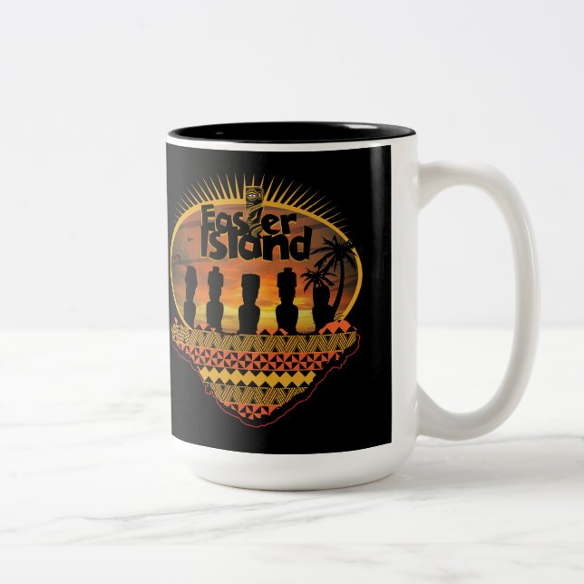 Caneca De Café Em Dois Tons Estatuas Moai da Ilha de Páscoa (Direita)