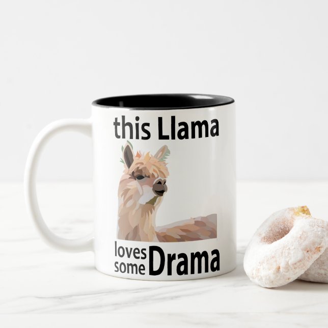 Caneca De Café Em Dois Tons Este Llama Ama Algum Drama Engraçado Llama (Com Donut)