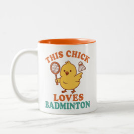Caneca De Café Em Dois Tons Este Pintinho ama Badminton
