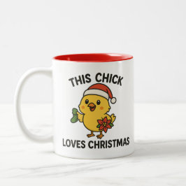 Caneca De Café Em Dois Tons Este Pintinho ama o Natal