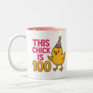 Caneca De Café Em Dois Tons Este Pintinho é 100 Bons e Divertidos Aniversário