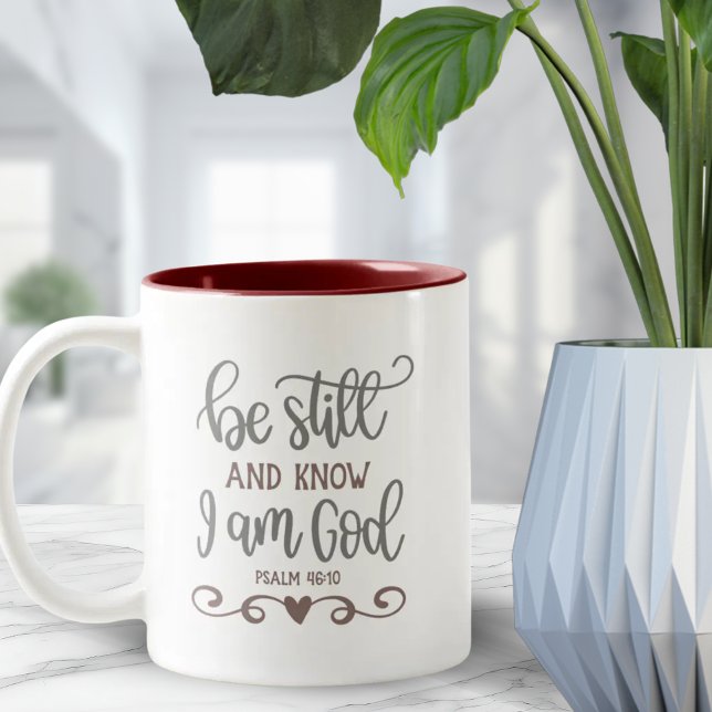Caneca De Café Em Dois Tons Esteja | E Know Bíblia Verse Gift (Be Still | And Know Bible Verse Gift Two-Tone Coffee Mug)