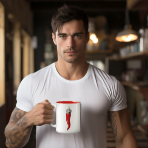 Caneca De Café Em Dois Tons Estereótipo do Corno Vermelho Cornuto Engraçado It