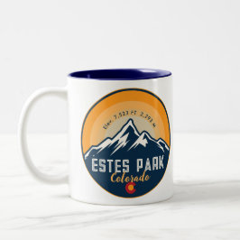 Caneca De Café Em Dois Tons Estes Park Colorado Mountain Retro Sunset Skiing