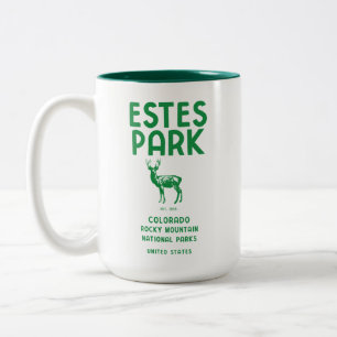 Caneca De Café Em Dois Tons Estes Park Colorado National Park Elk