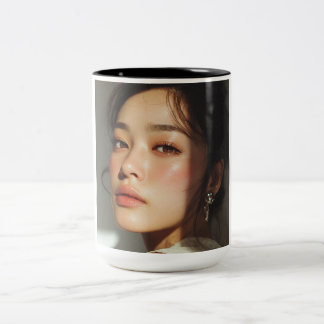 Caneca De Café Em Dois Tons Estética de retrato de beleza da hora dourada cine