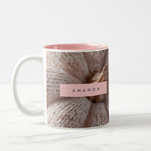 Caneca De Café Em Dois Tons Estética personalizada do Knit Pumpkin