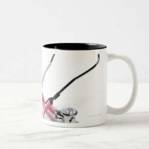 Caneca De Café Em Dois Tons Estetoscópio cor-de-rosa