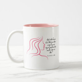 Caneca De Café Em Dois Tons Esther 4:14 Versículo da Escritura Silhueta Rosa