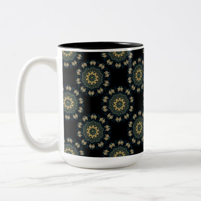Caneca De Café Em Dois Tons Estilo Asiático Dourado e Verde (Esquerda)