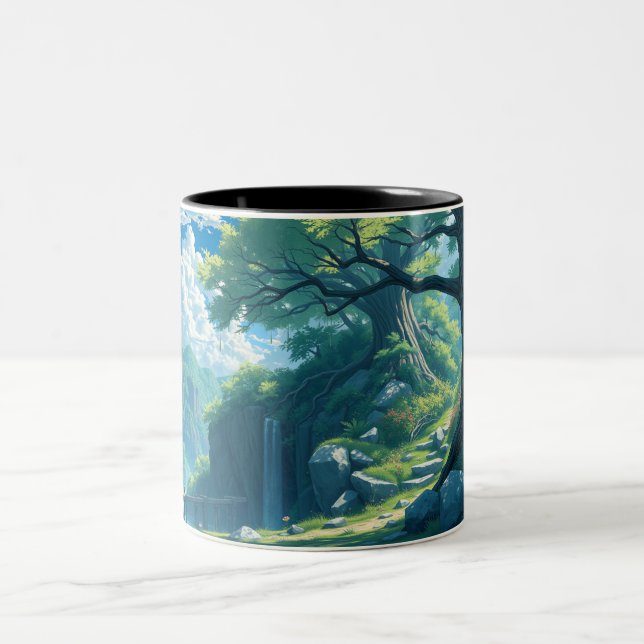 Caneca De Café Em Dois Tons estilo de animação da natureza (Centro)