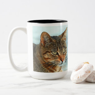 Caneca De Café Em Dois Tons Estilo de Cartoon Artístico Tabby Cat RB
