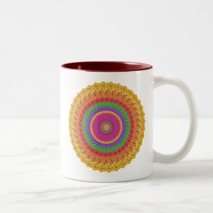 Caneca De Café Em Dois Tons Estilo de crochê amarelo de Mandala -